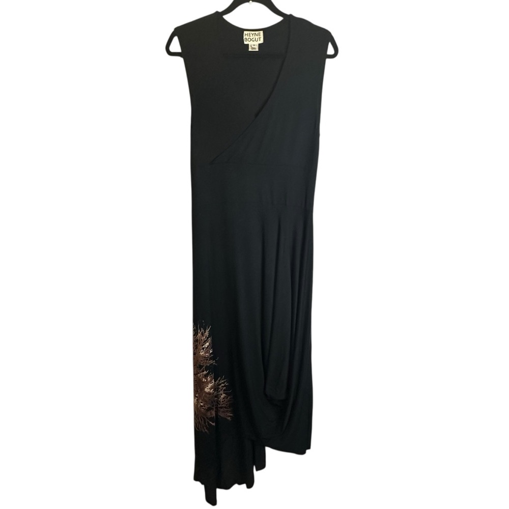 Heyne Bogut Black Art To Wear Asymmetrical Dress Hand Painted Lagenlook Avant M